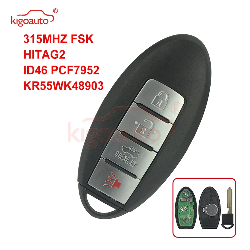 

Kigoauto Smart key 4 кнопки 315 МГц FSK HITAG-2 ID46 PCF7952 для Nissan KR55WK48903 Altima Armada Maxima 2010