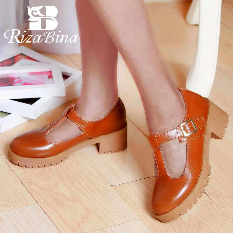 RIZABINA/обувь с перфорацией типа броги круглым носком в стиле ретро размера плюс 34 43