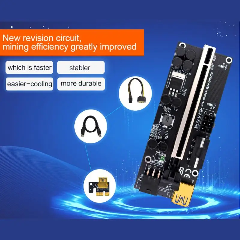 Райзер VER009 USB3.0 PCI-E VER 009S PLUS Express 1X 4x8x 16x Райзер-адаптер Pcie карта SATA от 15pin до 6pin