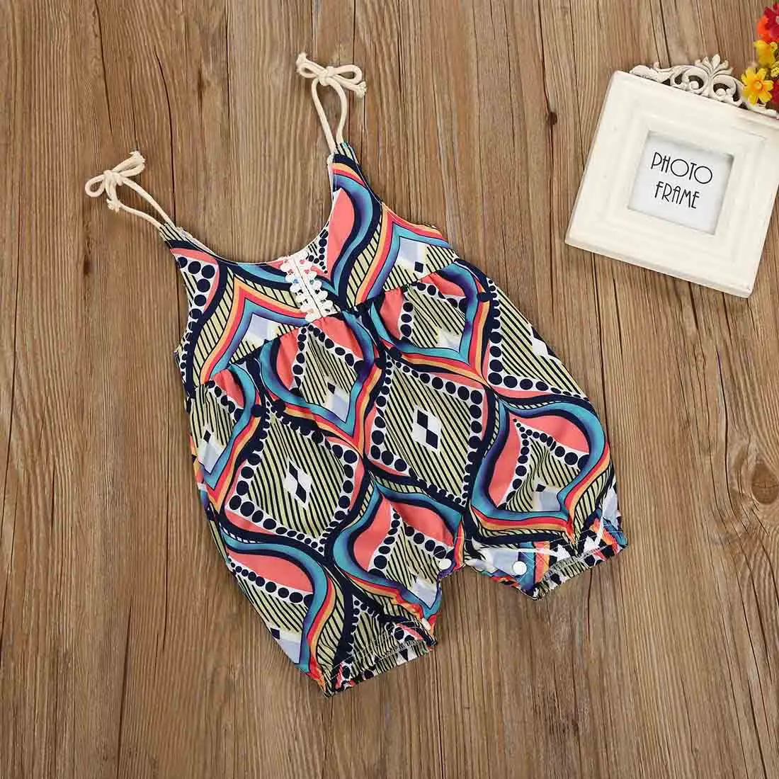 

Baby Girls Clothes Romper Sleeveless Floral Stripe Boho Haren Romper Summer Floral Jumpsuit Baby Girl Romper Outfit Clothes
