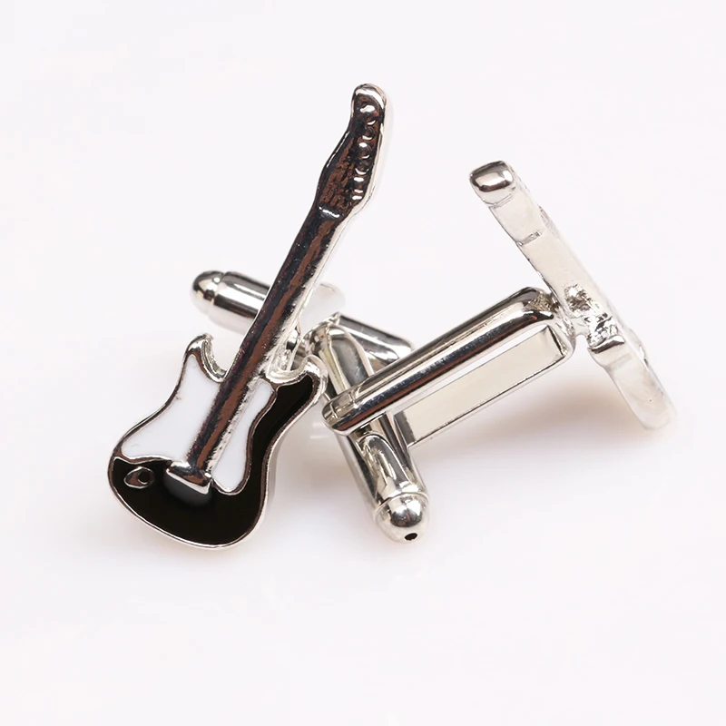 

Fashion Silver Plated Men Guitar Drum kit Cufflink Shape High Quality Enamel Cuff Bottons Unique Cufflinks for Groomsmen Gifts