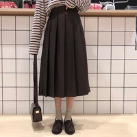 3 colors 2021 spring autumn female long skirts women high waist long pleated skirt solid color a line skirt womens x150