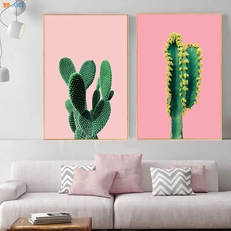 Кактус зеленое растение Художественная печать плакат пустынное картина Аризона