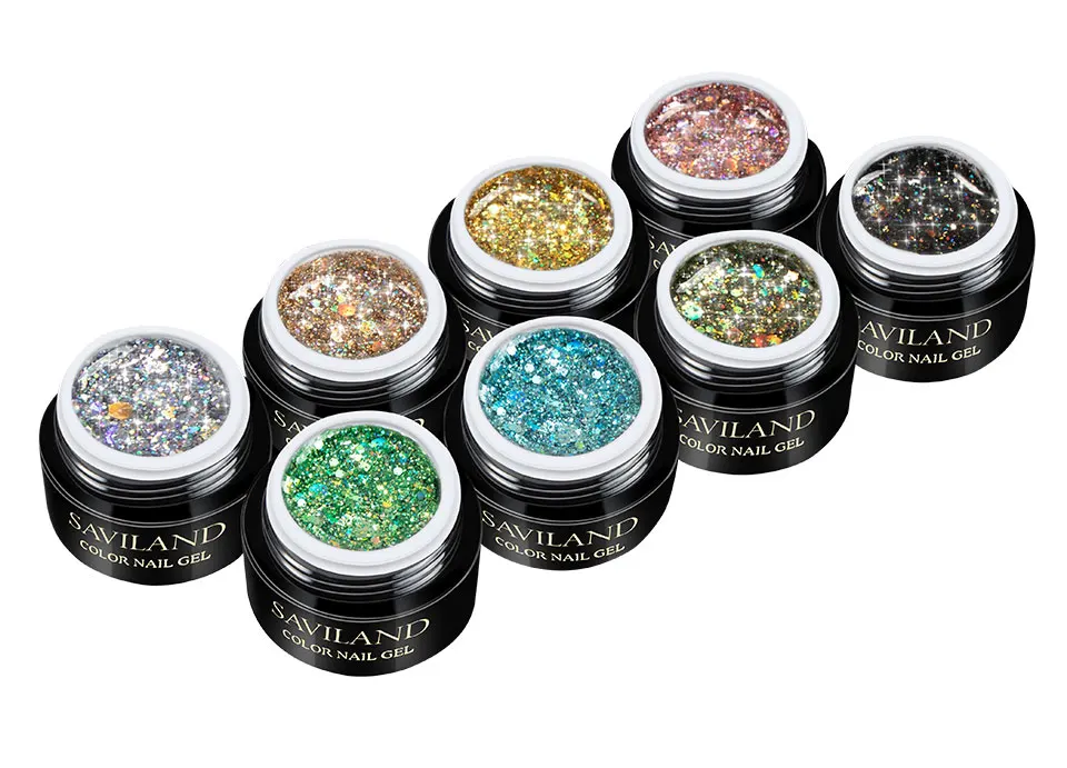 SAVILAND 3D Shiny Diamond Nail Gel Polish Holographic Glitter LED UV Semi Permanent Gel Varnishes Soak Off UV LED Nail Art