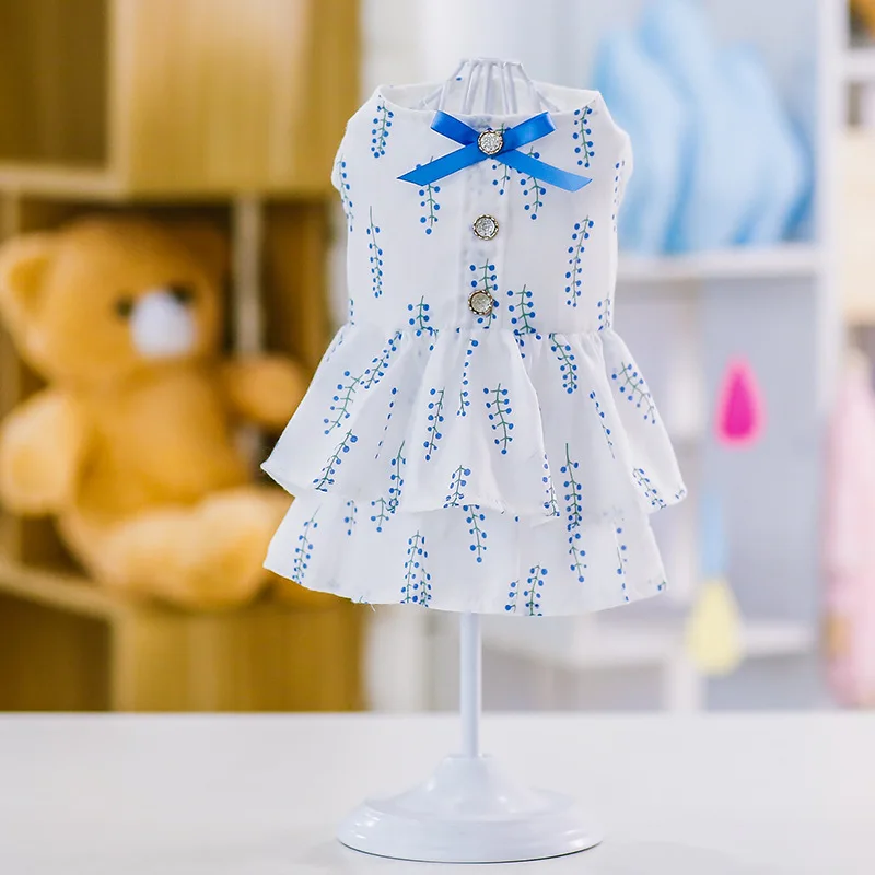 

Cartoon Print Dog Clothes Spring Summer Princess Dress Skirt for Dogs Puppy Pet Sweet Cute Soft Clothing Teddy White Girls Ropas