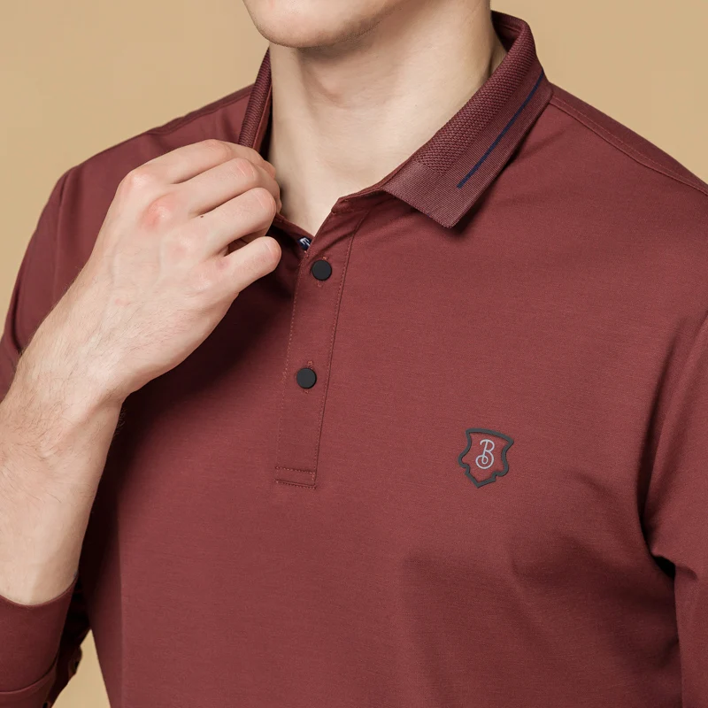 DARPHINKASA Мужская рубашка поло с длинным рукавом сплошной цвет хлопок 2020 Новая осень