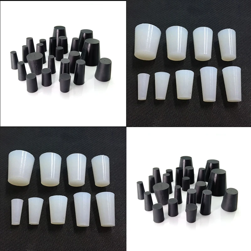 

10PCS Clear / Black Conical Rubber Stopper HIGH TEMP Silicone Plugs Sealing Tapered Rubber Plug For Electroplating Paint