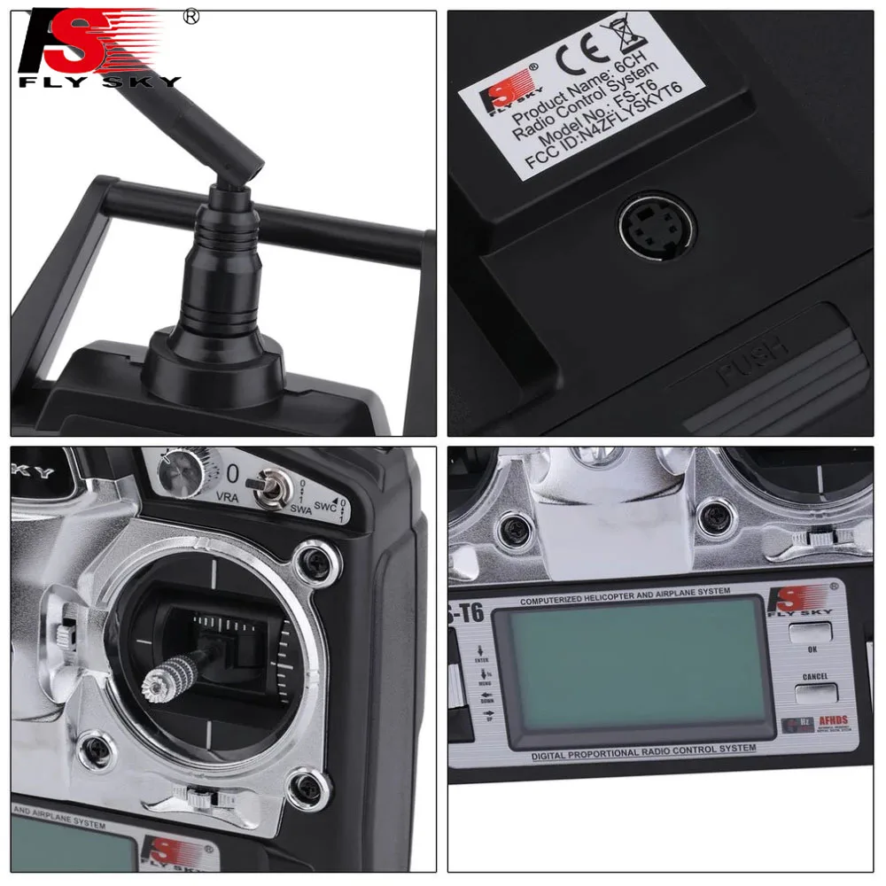 FlySky FS T6 6 канальный 2 4 ГГц передатчик с ЖК экраном пульт дистанционного управления