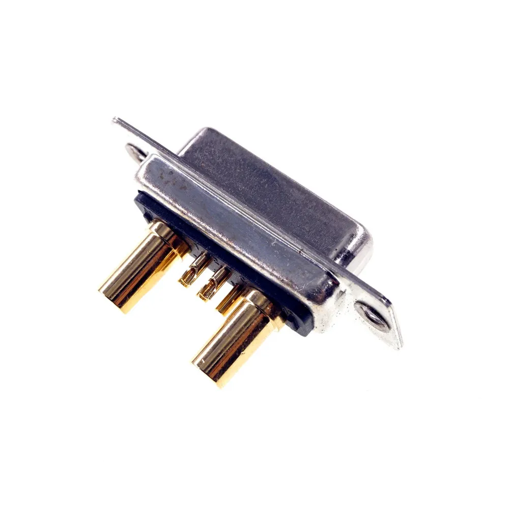 D-Sub Connector 30 AMP Current 7 Power Position 5+2 Combo Receptacle Socket Machined Pin 7W2 Gold Flash Panel Mount Wire Solder |