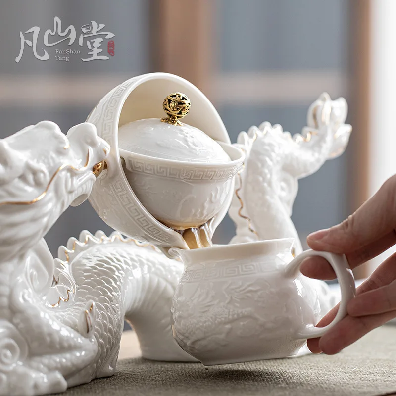 

Dragon Automatic Tea Set Household Kung Fu Tea Tea Cup Lazy Teapot Creative Reception Office with Tea Ware