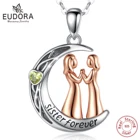 Женское Ожерелье с кулоном в форме полумесяца EUDORA, желтое ожерелье из серебра 925 пробы с кубическим цирконием, d635
