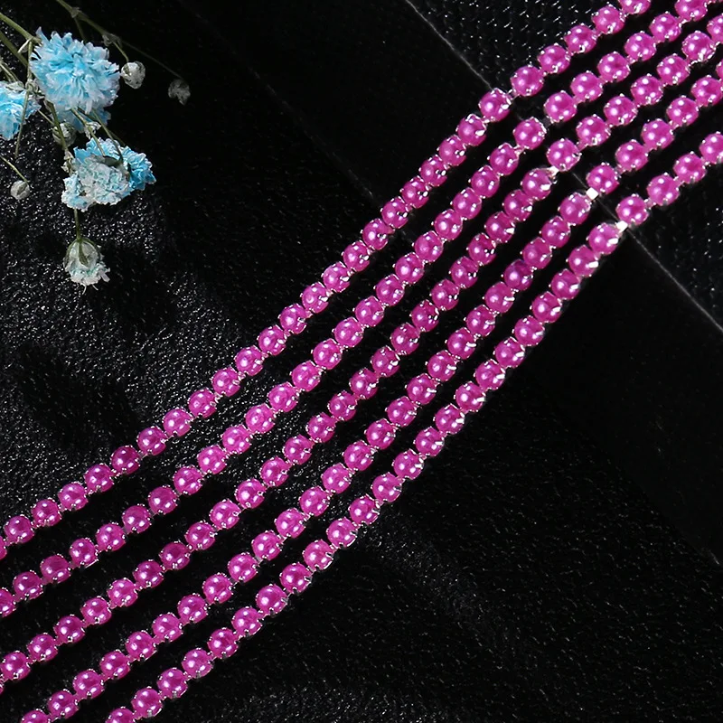 1 м с кристаллами серебрянной акантовкой 2/2.5 мм металлической цепью Разноцветный