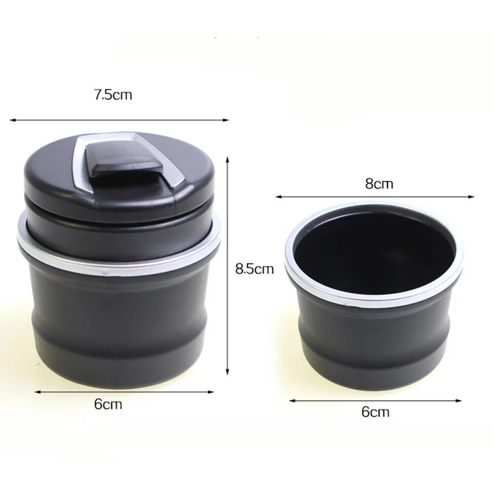 

Car Wind Ashtrays Ember Killer With LED With Lid & Light 2pcs Black Car