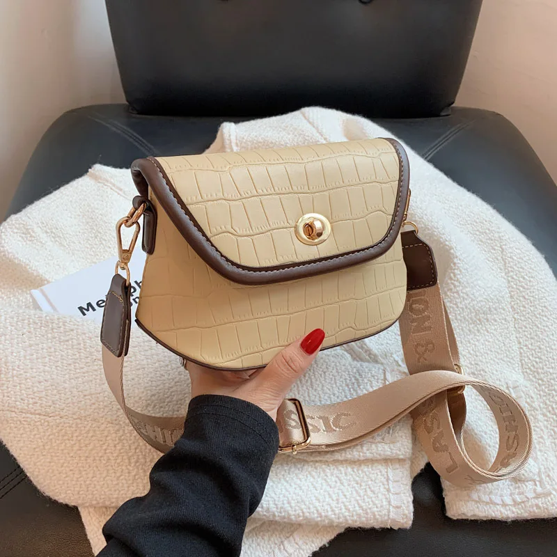 

Stone Pattern PU Leather Shoulder Bag for Women 2021 Trends Luxury Branded Travel Purses and Handbags Designer Bag