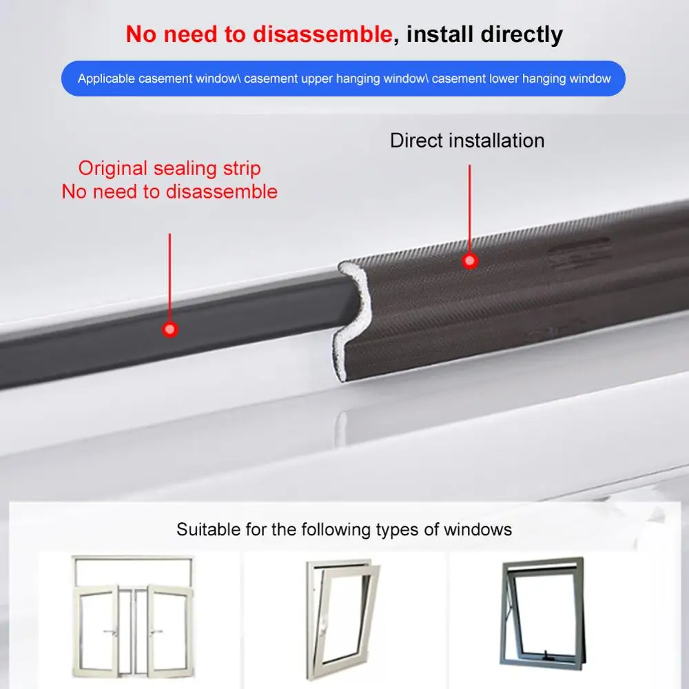 

2M Door And Window Seam Sealing Strip Windproof, Soundproof And Air Leakage Stickers Window Gap Glass Door Self-adhesive