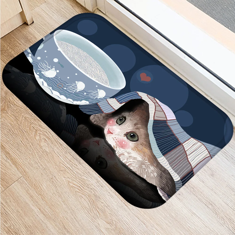 Модный милый кошачий ковер мягкий фланелевый коврик для ванной кухонный