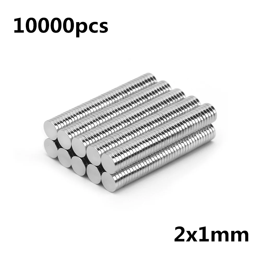 

10000pcs 2x1mm Super Powerful Strong Bulk Small Round NdFeB Neodymium Disc Magnets Dia 2mm x 1mm N35 Rare Earth NdFeB Magnet