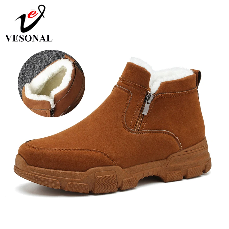 VESONAL/брендовые Зимние новые теплые короткие плюшевые зимние ботинки для мужчин и взрослых, мужские повседневные мужские кроссовки, качественная прогулочная обувь