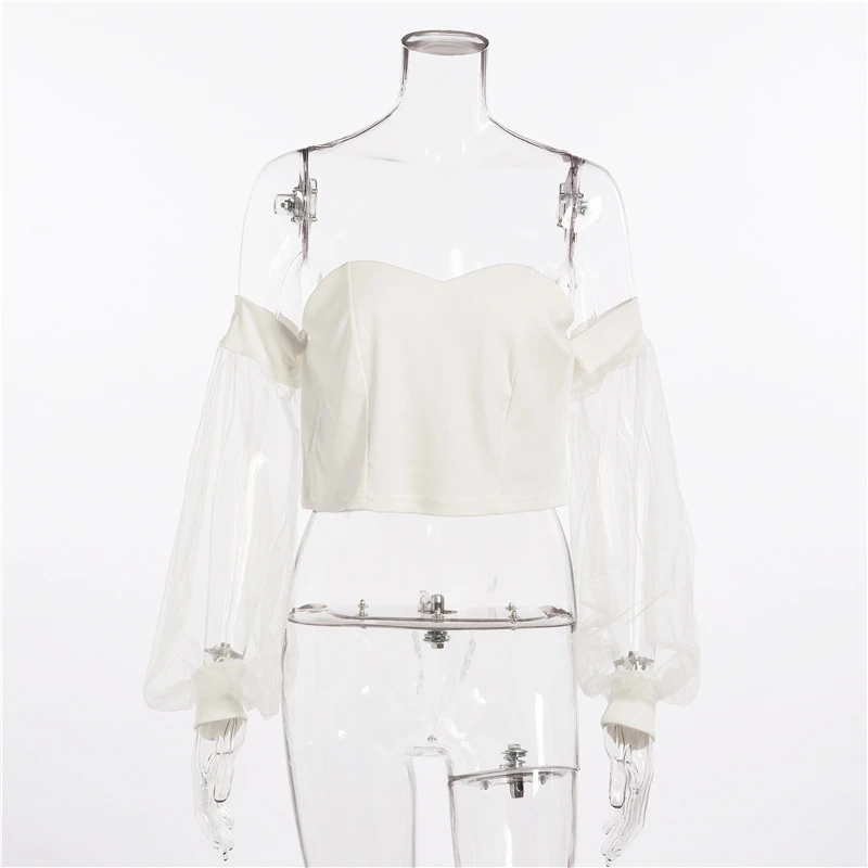 Французский романтичный сексуальный прозрачный укороченный топ женские осенние