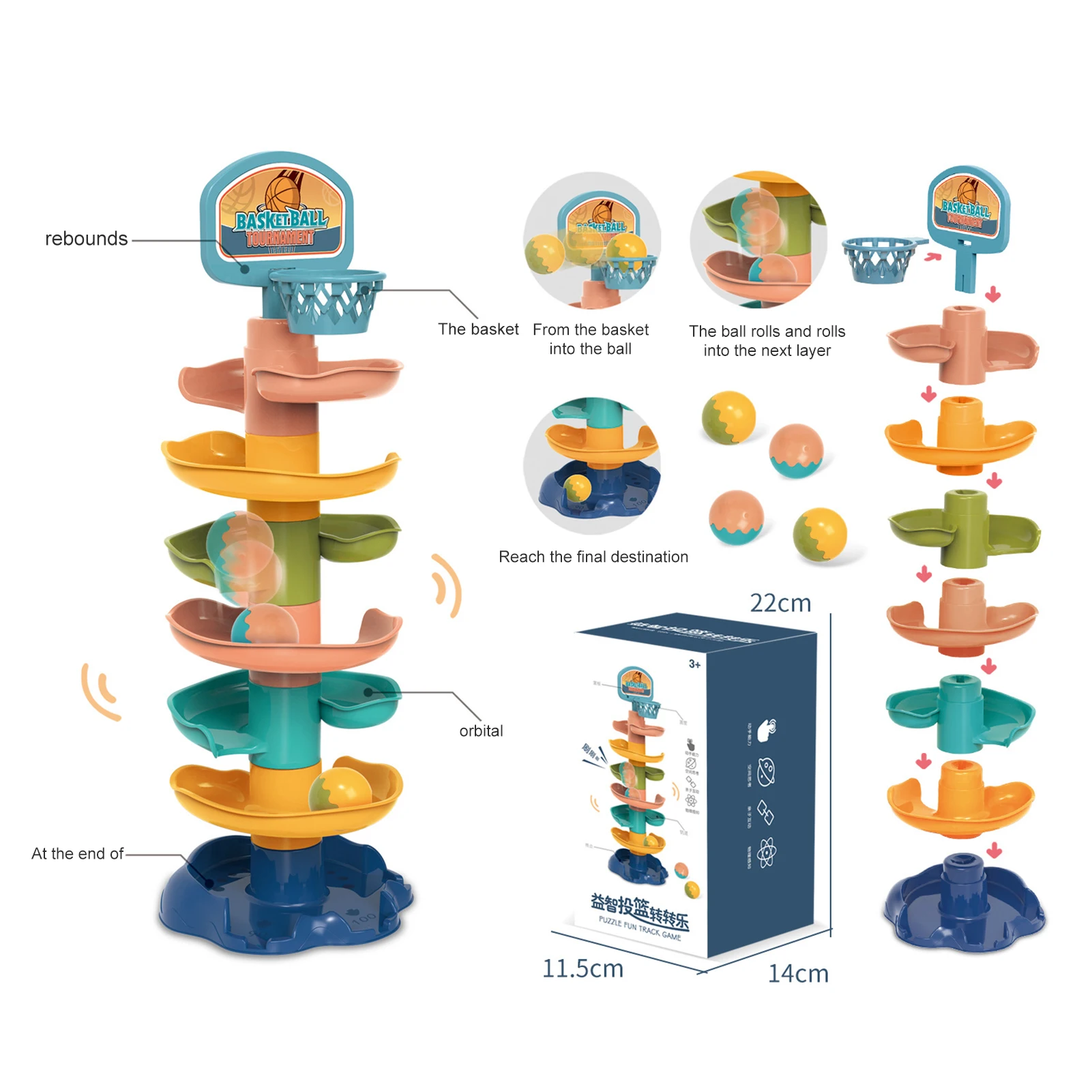 

Drop And Roll Ball Toy 7 Layer Drop And Go Swirling Tower Toy Set For Children Early Educational Toys