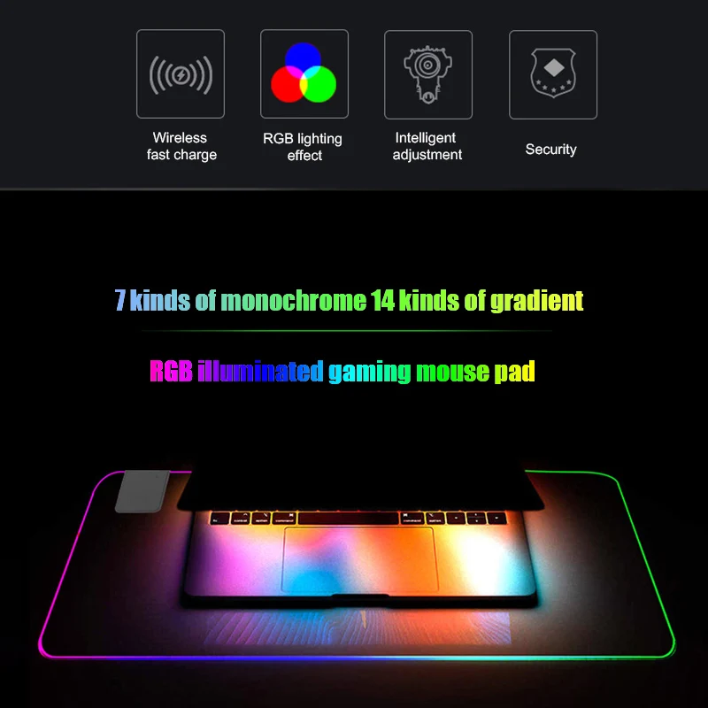 

ZL LED Colorful Large Size Pad Wireless Charging Mouse Pad Large RGB Gamer Mouse Pad