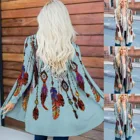 Новинка 2021, стильная блузка, Кардиган с длинным рукавом и принтом, женская футболка с коротким рукавом, женская модная повседневная Уличная одежда