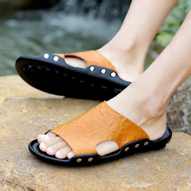 

2021 New Slippers Men's Summer Outdoor Wear Indoor Non-Slip Home Fashion Wear-Resistant Men's Household One Toe Baring Sandal