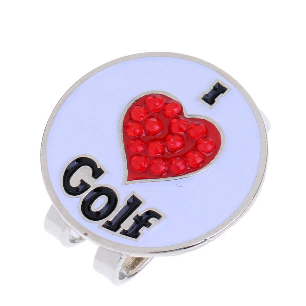 

Golf Hat Clip With Detachable Magnetic Golf Ball Marker Heart Pattern