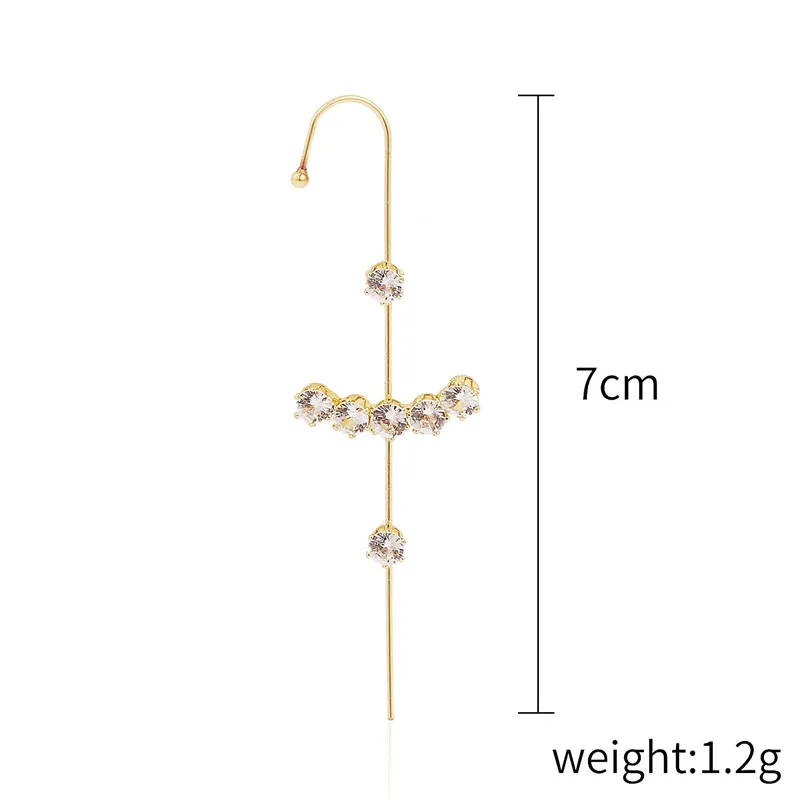 

1pc Wedding Ear Wrap Crawler Hook Earring Crystal CZ Stud Earrings For Woman Surround Auricle Diagonal Ear Clip Piercing Earring