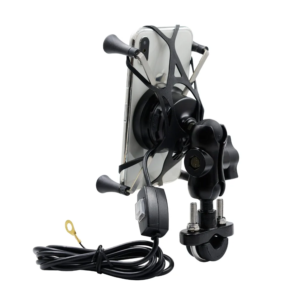 Motorcycle Charger Phone Holder With USB Wireless Wired 2in1 ABS Phone Holder for Motorbike Holder Handlebar Rearview Mount 2in1