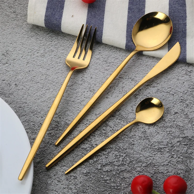 1 шт. винтажная красочная посуда из нержавеющей стали золотые столовые приборы