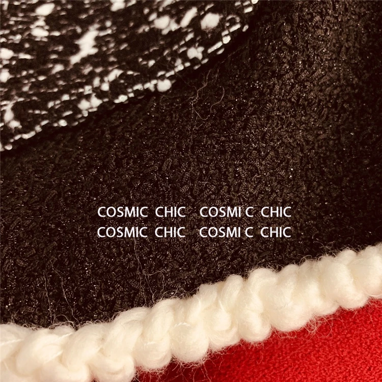 Cosmicchic SS женское дизайнерское шерстяное твидовое пальто черного и белого цвета с отворотом и боковыми карманами, теплые куртки с отворотом, роскошное пальто