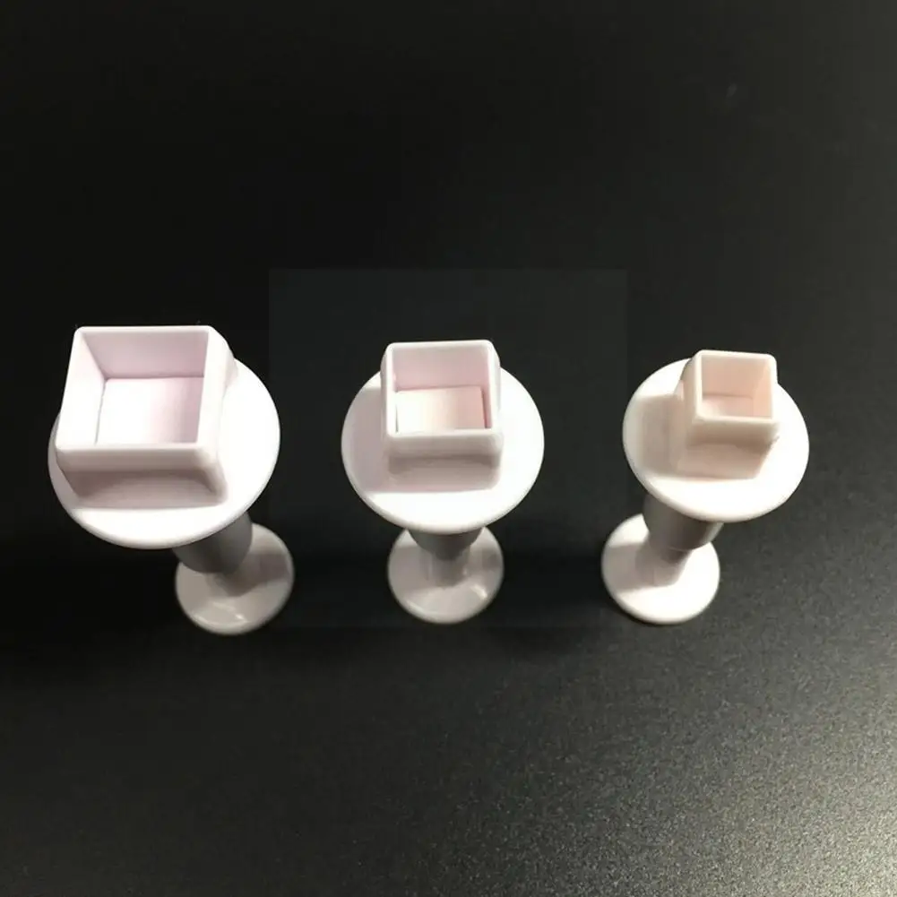 

3pcs/set Fondant Cake Cookie Cutter Embossed Ejector Baking Kitchen Stamp Decorating Cake Diy Mold Tools Plunger J7n3