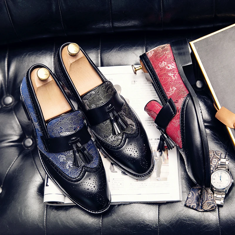 Мужские модные замшевые кожаные рандомные туфли с принтом мужские праздничные