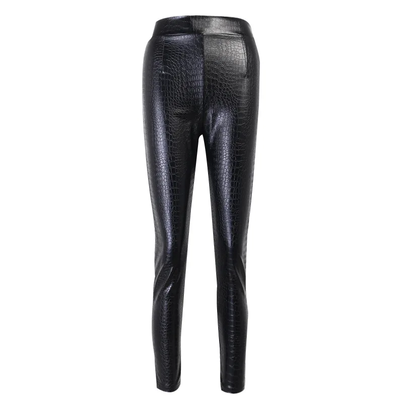 

Sexy High Waist Solid Women's Long Trousers Crocodile Printed Leatherwear Tight Pants Women Street Trendsetters Fashion