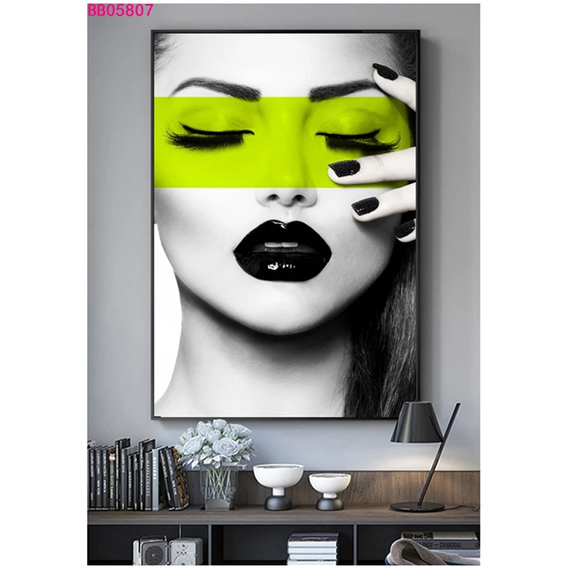 

Modern Woman Vogue Monochrome Poster Oil Painting Print Character Bedroom Wall Art Picture Home Beauty Salon Design Studio Decor