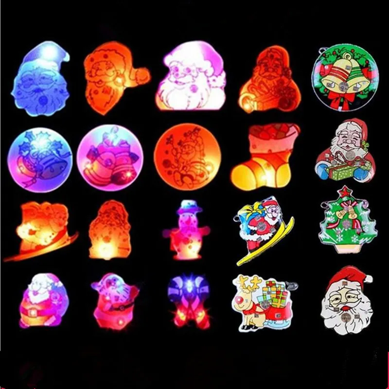 25 шт. тема снеговик мигает брошь с застежкой светильник на Санта Клаус значок
