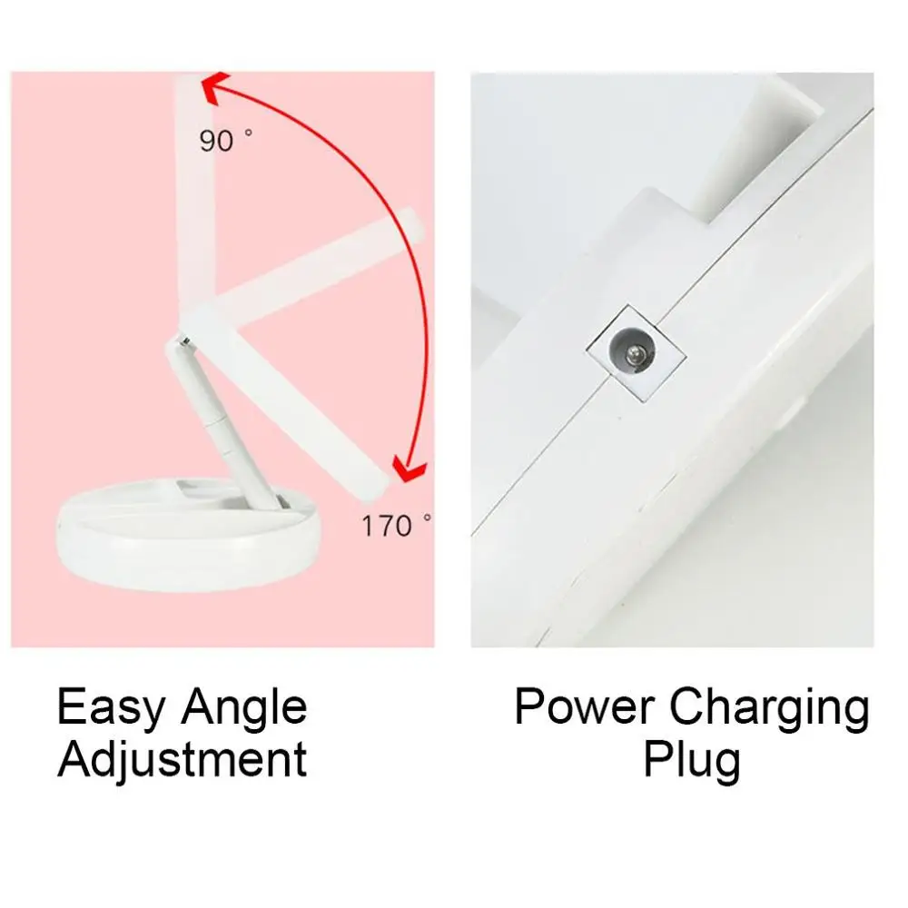 Двойной боковое зеркало для макияжа с светильник USB компьютера и ноутбука