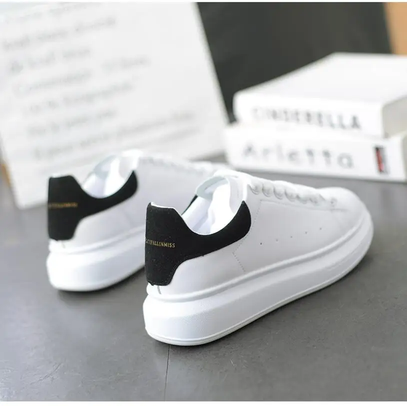 

Hot Men's White Sneakers Women's Fashion Vulcanize Shoes size 36-44 High quality HIP HOP Shoes Platform Lace-up running Shoe