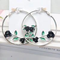 new original best selling design three dimensional rose ear hoop for women fashion european oversize earrings jewelry wholesal