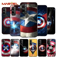 shield captain america marvel for huawei honor 30 20 10 9s 9a 9c 9x 8x max 10 9 lite 8a 7c 7a pro silicone soft black phone case