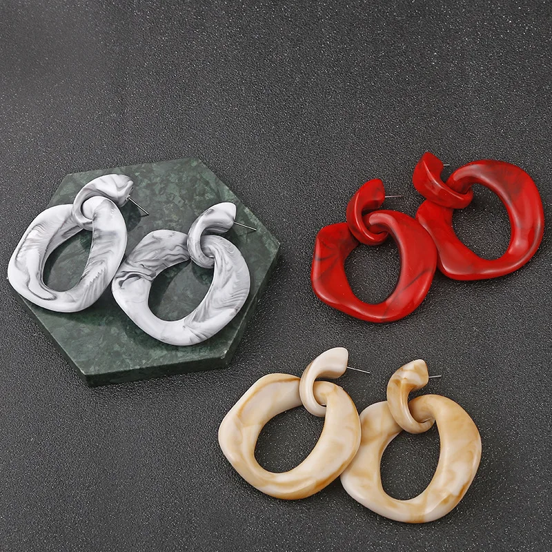 Модные большие серьги цепочки из смолы для женщин длинные винтажные акриловые