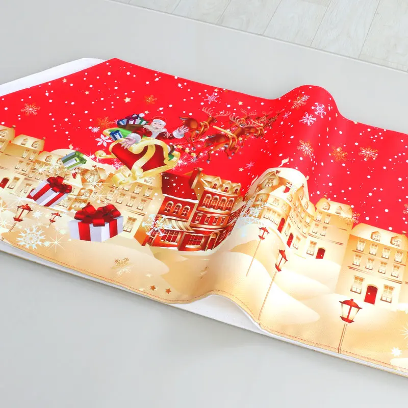 Красные рождественские современные скатерти Санта-Клаус замок северный олень
