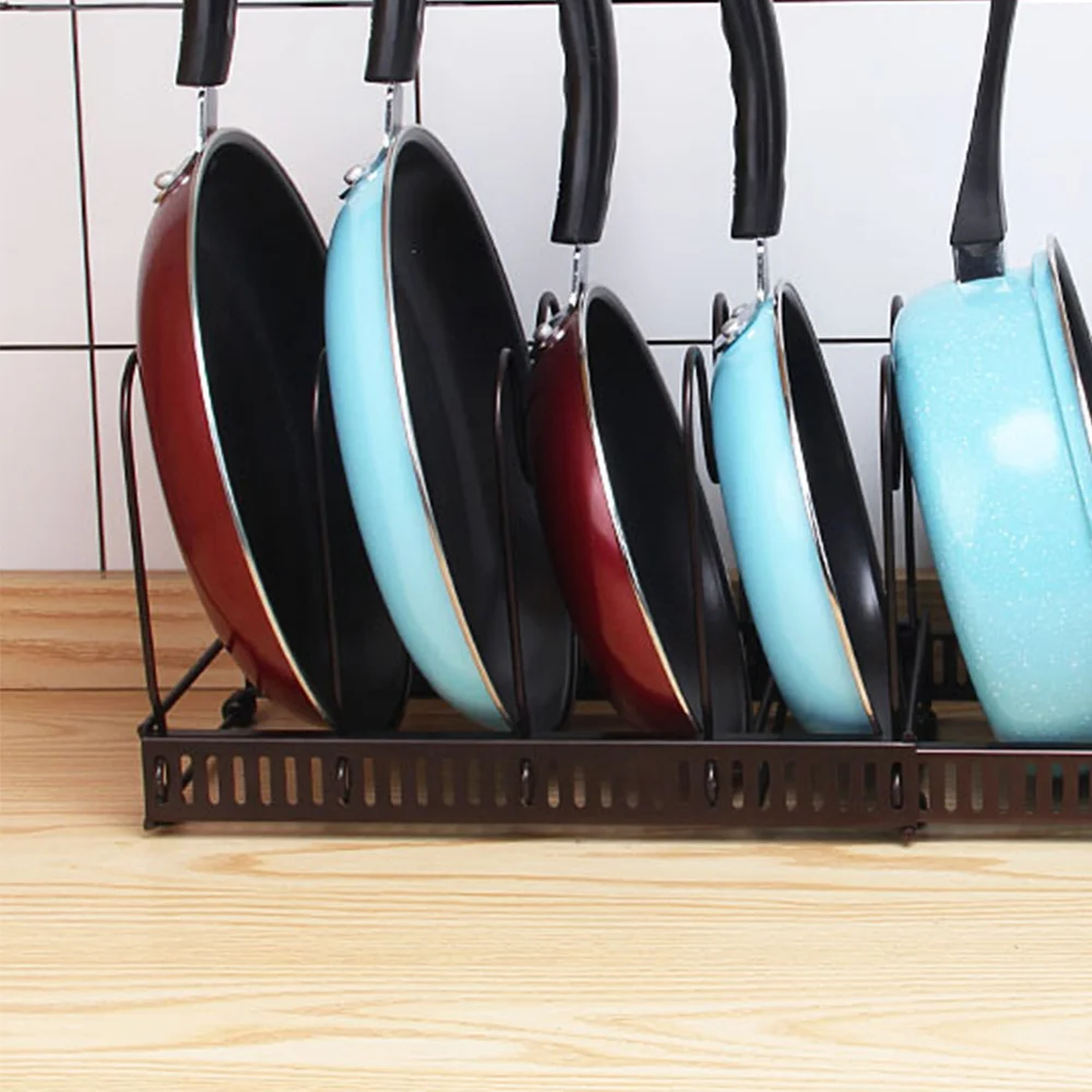 

1Pc Expandable Storage Shelf Multi-Functional Pot Storage Organizer for Pan Pot Lid (Coffee)