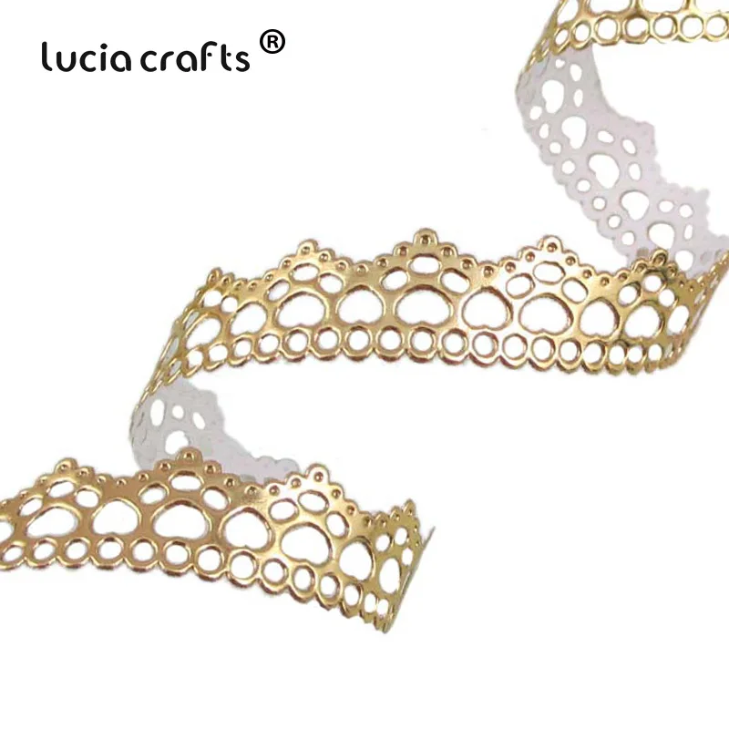 Золотистое/серебристое металлическое искусственное кружево Lucia crafts 2y/5y