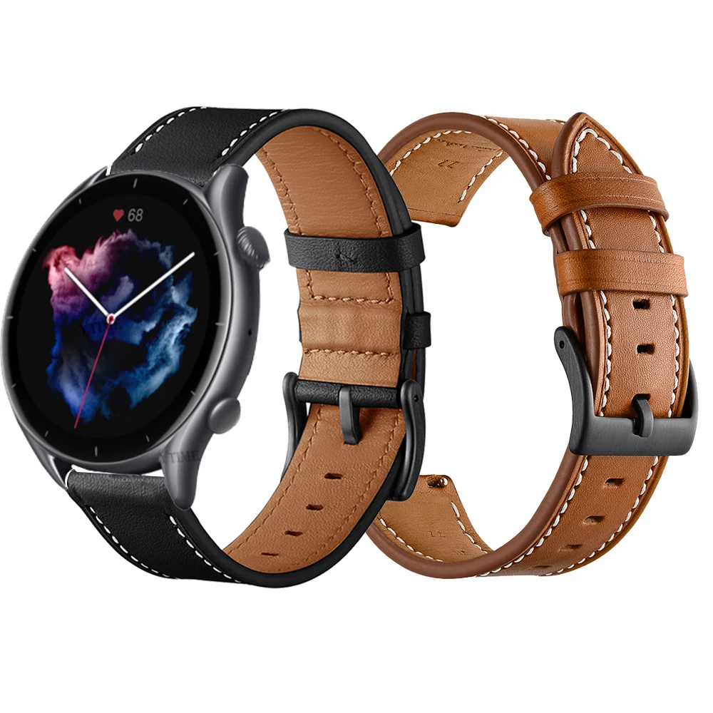Кожаный браслет для Amazfit GTR 47 мм ремешок Xiaomi Pace / Stratos 1 2 3 GTR2 2e/GTR3 Pro часов |