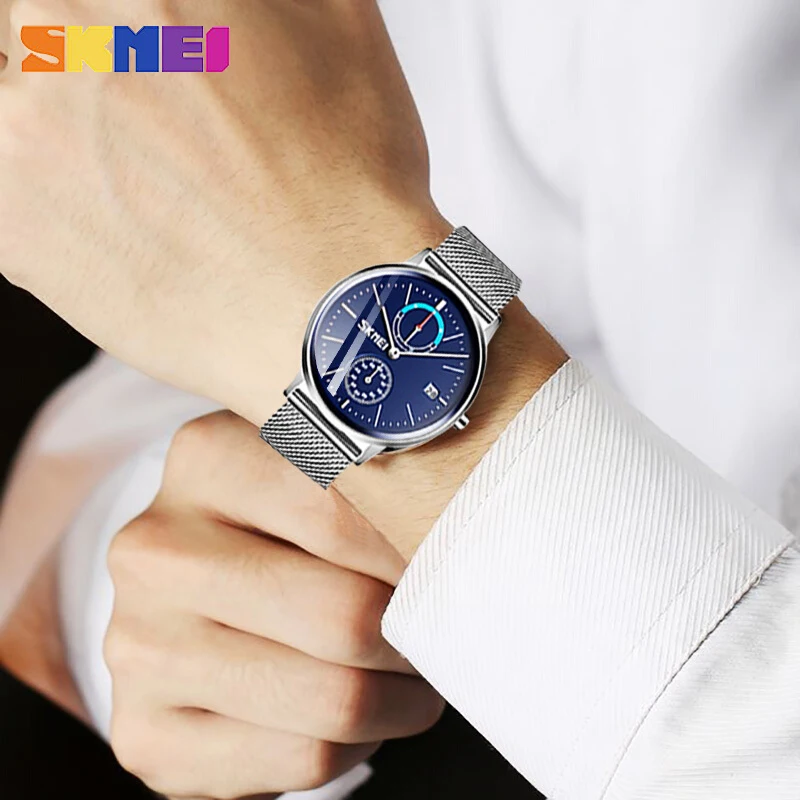 2020 SKMEI Роскошные Для мужчин кварцевые часы Нержавеющая сталь ремень Топ