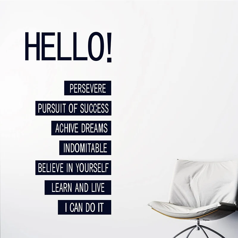 Положительные наклейки на стену Hello Wall Stickers семейные цитаты Office стену|Наклейки