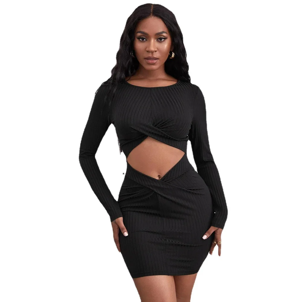 Женское облегающее Макси-платье составного кроя повседневное черное платье с