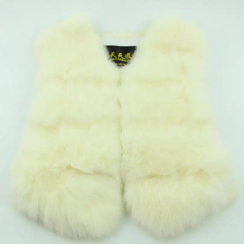 beige white Жилет с натуральным кроличьим мехом детские куртки для девочек, новинка года, пальто из клееного меха для мальчиков жилеты с натуральным мехом Куртка Modis, верхняя одежда, Y2040 - Цвет: beige white